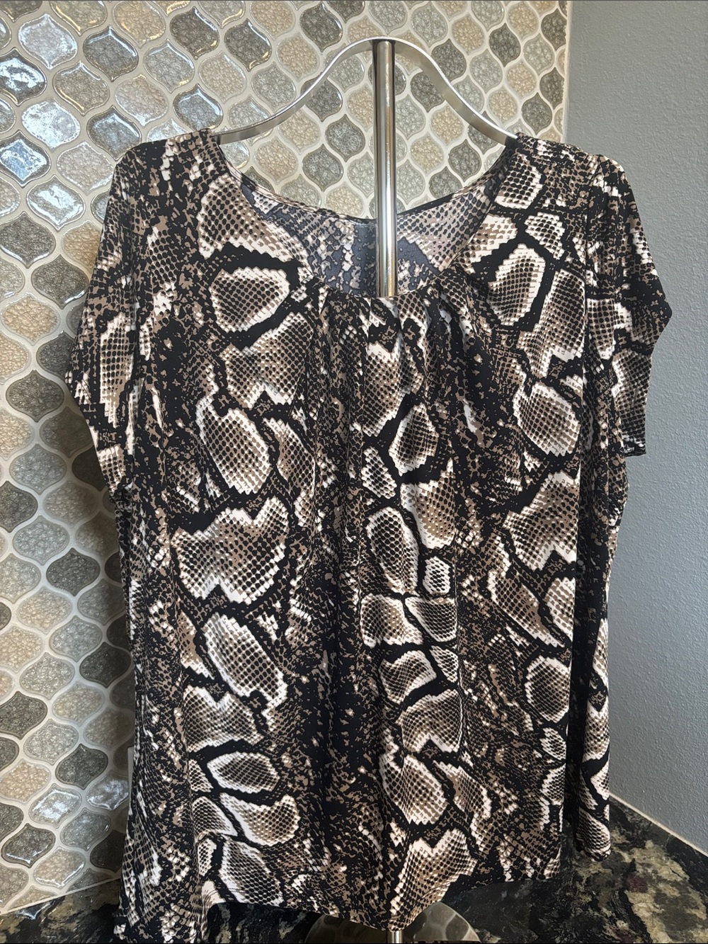 Snake Print Reptile Blouse Black & Cream